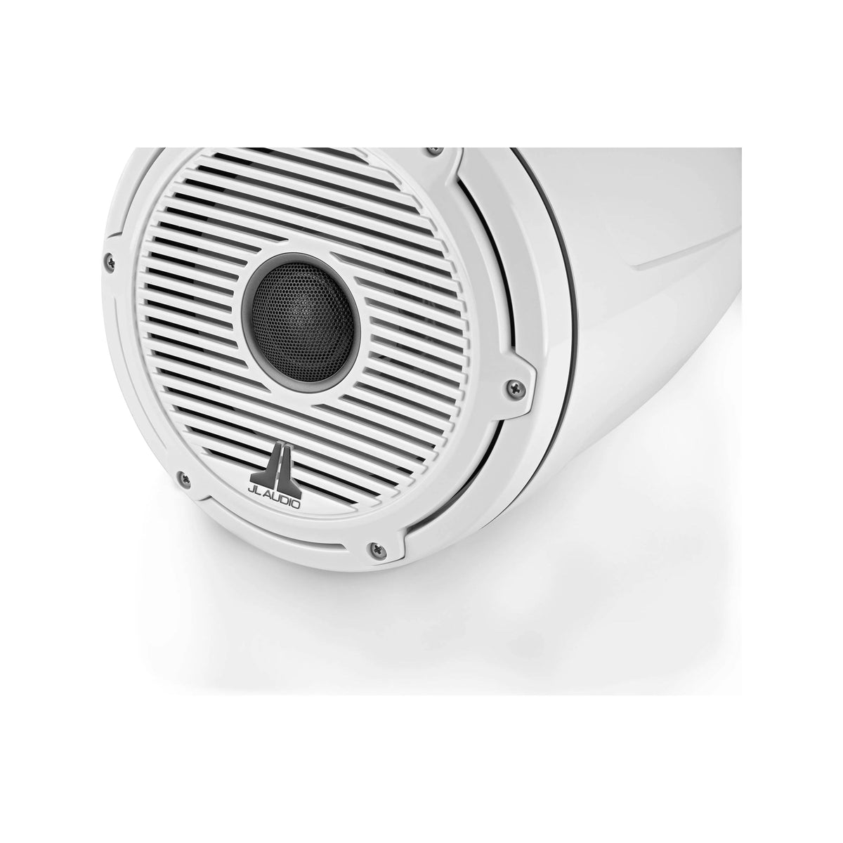 JL Audio M6-880ETXv3 Enclosed Tower Coaxial Speaker System, 8.8in, 125W RMS Each, 4 Ohm, Gloss White Enclosure, Gloss White Classic Grille, Black Tweeter Mesh, 2pk — Quality Boat Parts