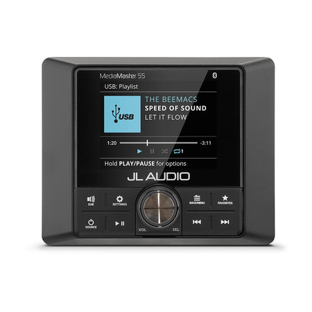 JL Audio MediaMaster 55 Marine Source Unit, NMEA 2000 Certified, 10-16V, IP67, 3-Zone Audio, Bluetooth, 2.8 in Color LCD — Quality Boat Parts