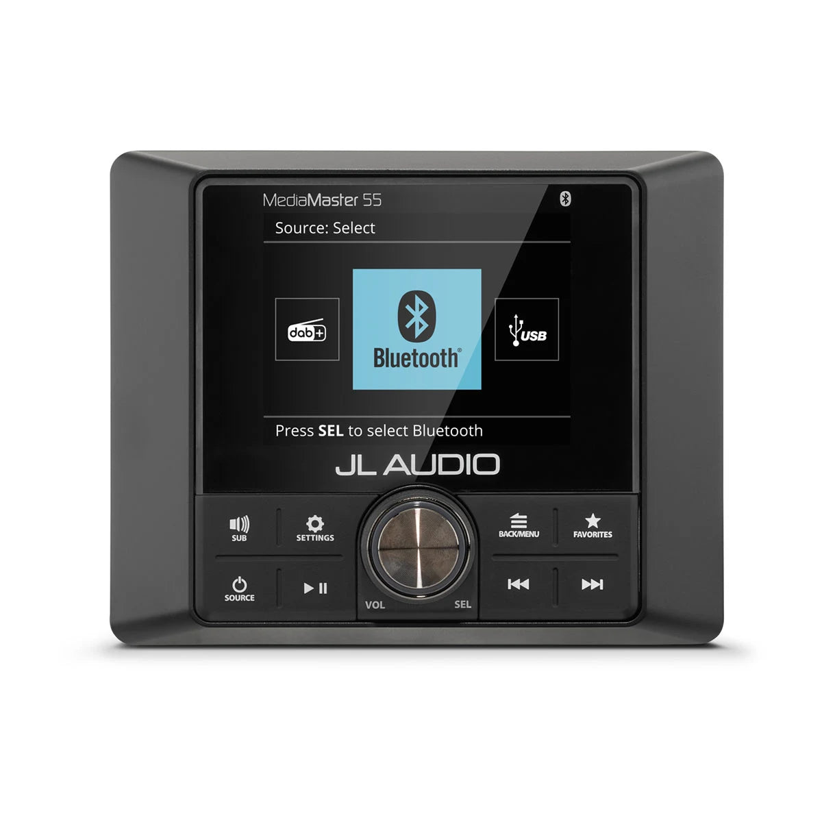 JL Audio MediaMaster 55 Marine Source Unit, NMEA 2000 Certified, 10-16V, IP67, 3-Zone Audio, Bluetooth, 2.8 in Color LCD — Quality Boat Parts