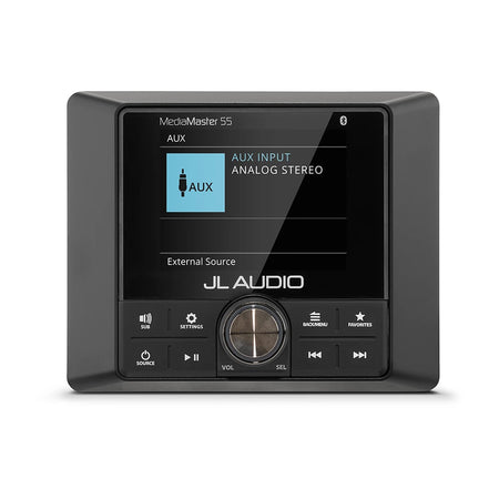 JL Audio MediaMaster 55 Marine Source Unit, NMEA 2000 Certified, 10-16V, IP67, 3-Zone Audio, Bluetooth, 2.8 in Color LCD — Quality Boat Parts
