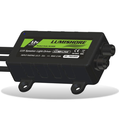 Lumishore LUX Speaker Light Driver, For RGB/CRGBW LED Marine Speakers, 10.5-31V, IP68, Up to 16 Speakers, ISO 8846 — Quality Boat Parts