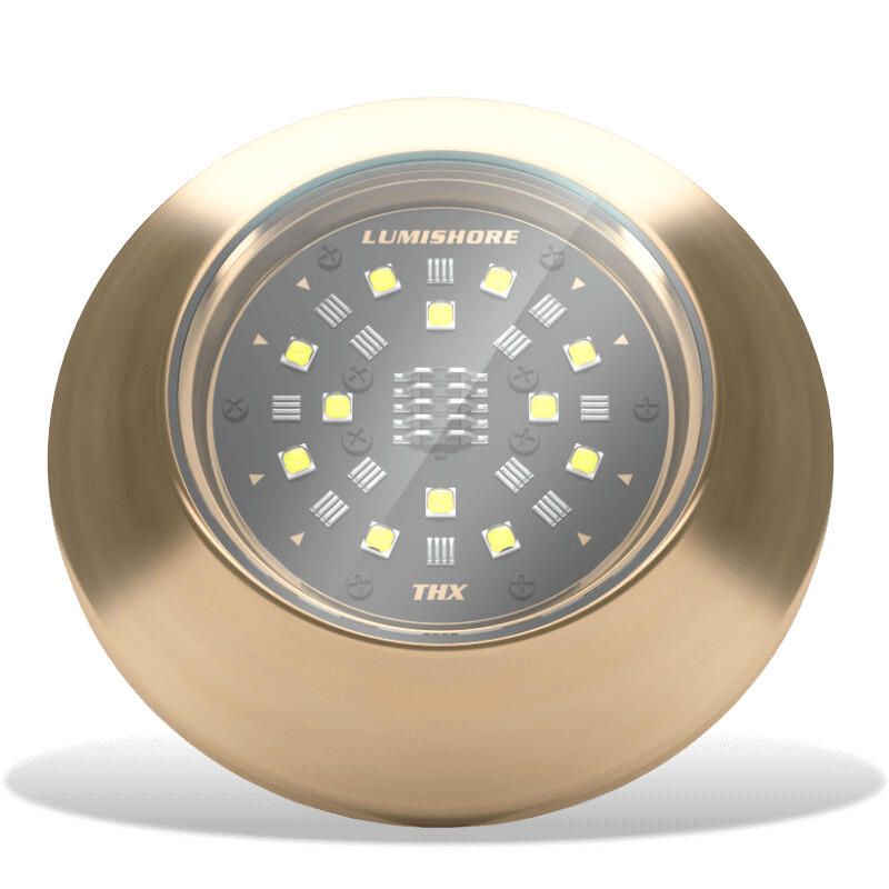Lumishore ORA TIX404 Thru-Hull Underwater LED Light, Interchangeable, White Light 6500K, 10.5-31V DC, IP68, 5,100 Fixture Lumens, 110° Beam, Bronze Body — Quality Boat Parts