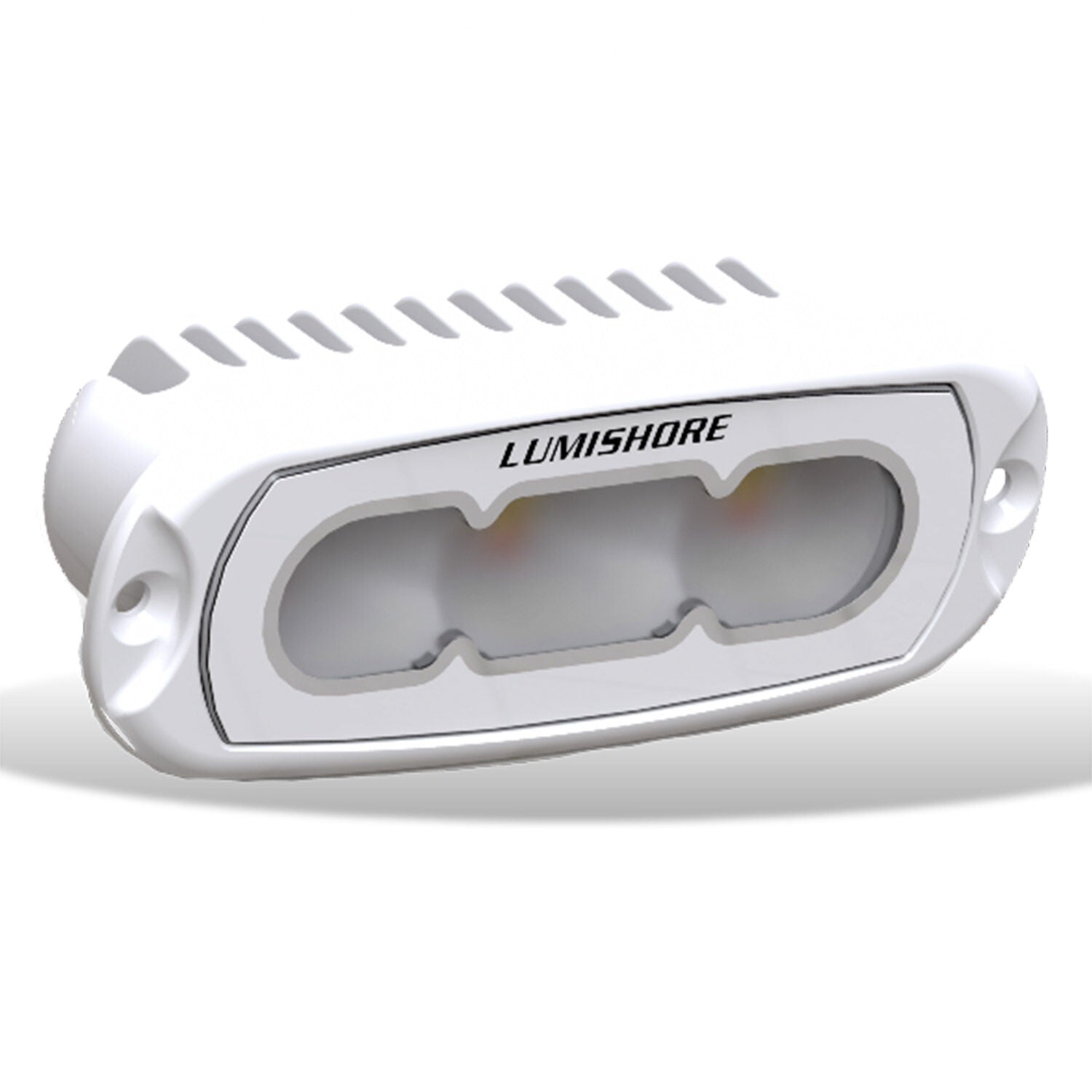 Lumishore LUX 4in Flush-Mount LED Flood Light, Requires LUX Control Module, CRGBW Color Change, 10.5-31V, IP68, 1050 Fixture Lumens, 70-90 Deg Oval Beam, White Finish — Quality Boat Parts