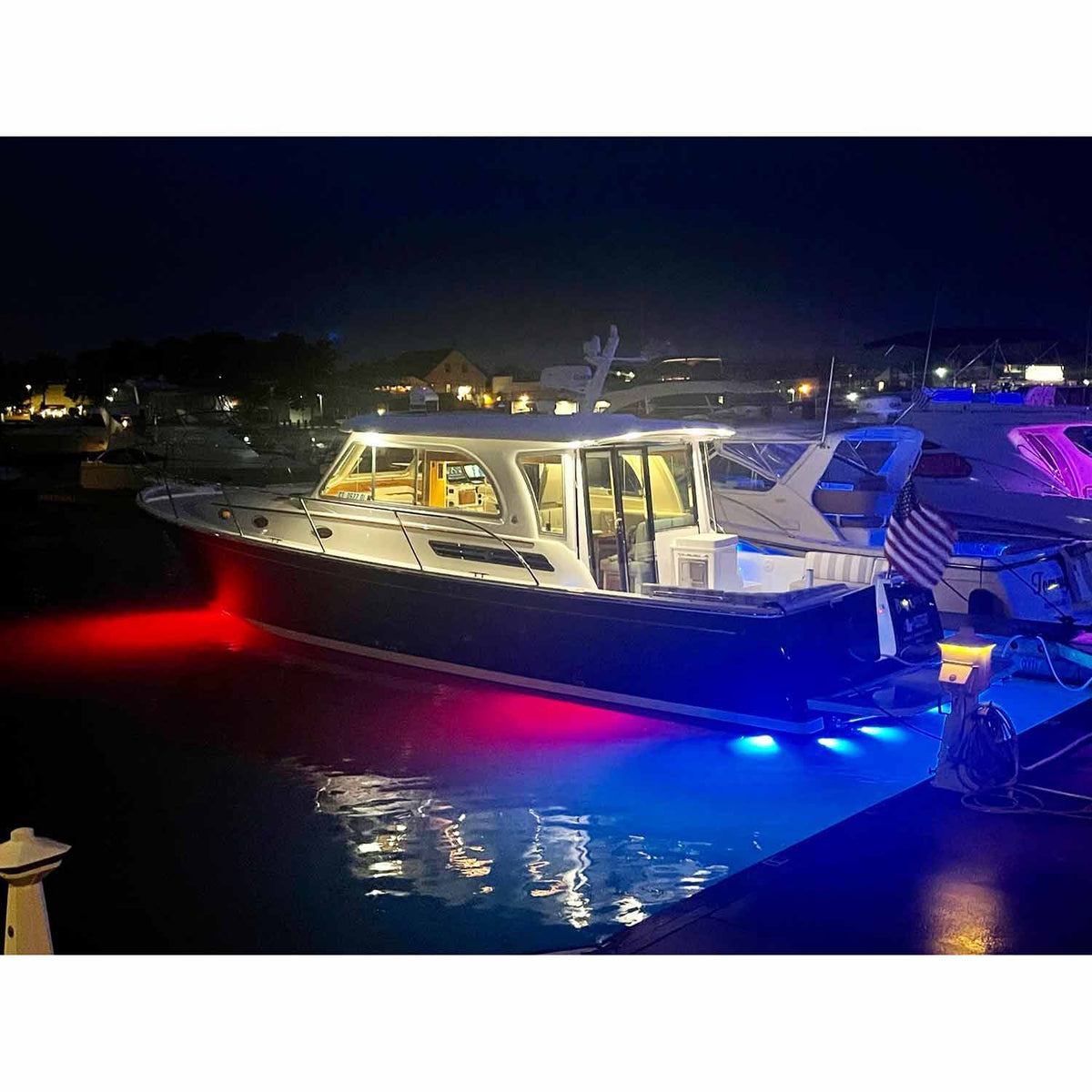 Lumishore LUX 4in Flush-Mount LED Flood Light, Requires LUX Control Module, CRGBW Color Change, 10.5-31V, IP68, 1050 Fixture Lumens, 70-90 Deg Oval Beam, White Finish — Quality Boat Parts