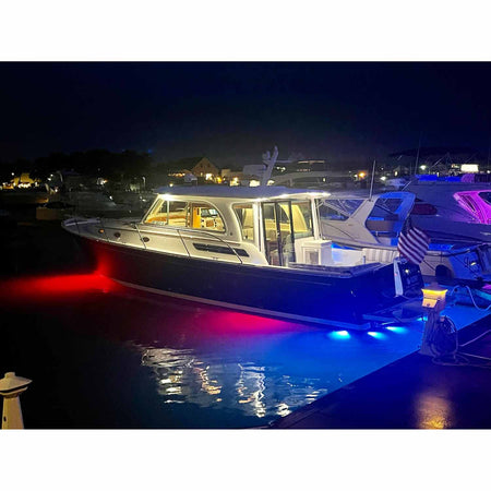 Lumishore LUX 4in Flush-Mount LED Flood Light, Requires LUX Control Module, CRGBW Color Change, 10.5-31V, IP68, 1050 Fixture Lumens, 70-90 Deg Oval Beam, White Finish — Quality Boat Parts