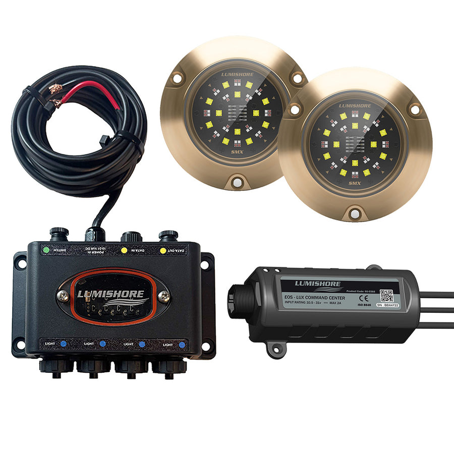Lumishore LUX SMX154 2-Light Underwater Light Kit, 12/24V, RGBW, 7000 Lumens — Quality Boat Parts