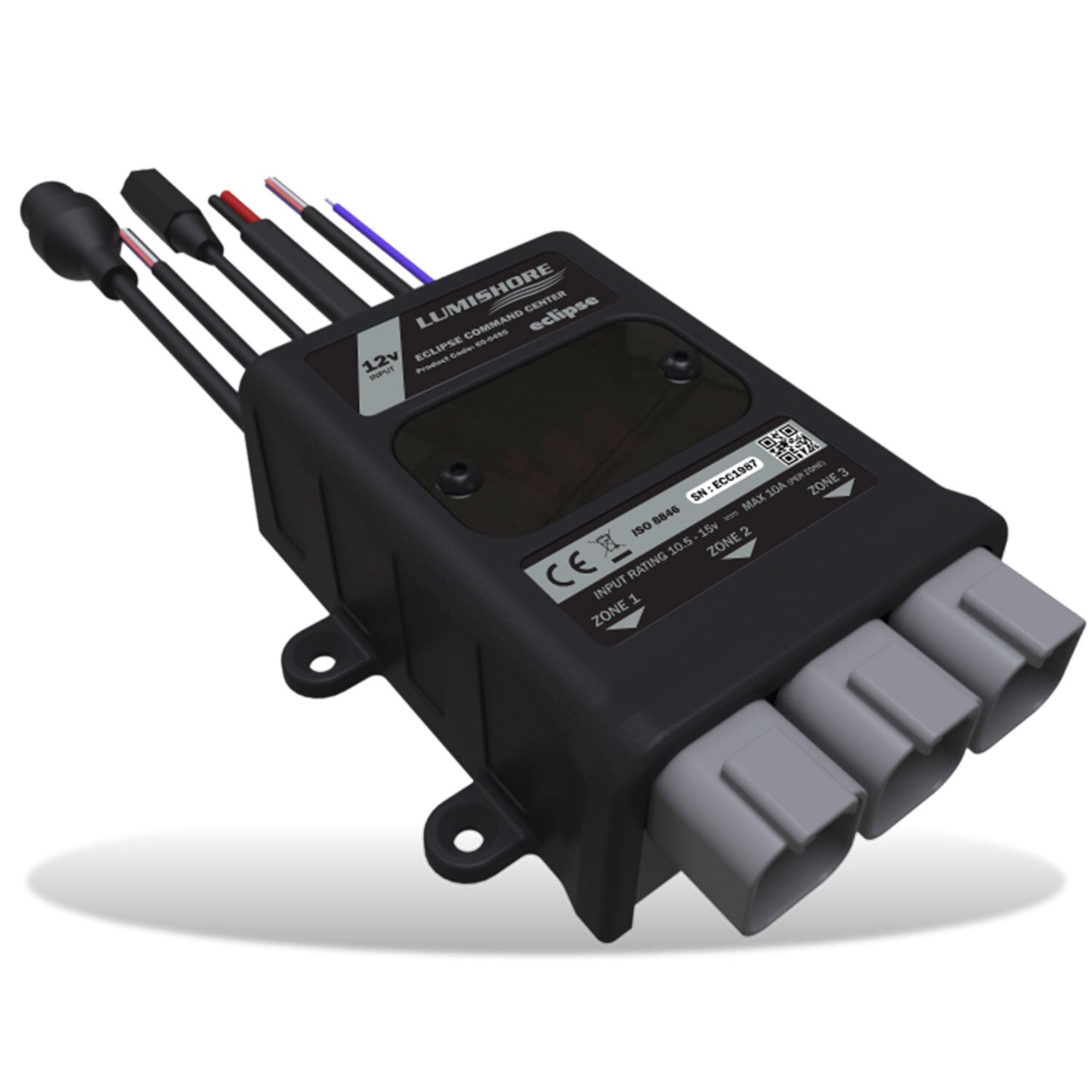 Lumishore ECLIPSE Command Center Lighting Control Module, MFD Ethernet Control, 12V Only, IP67, 3-Zone, 10A per Zone, Wi-Fi — Quality Boat Parts