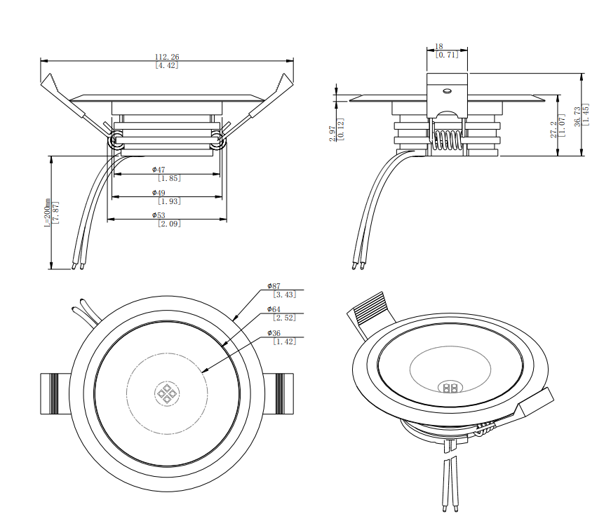 Apollo Lighting - ML-G2 101mm LED Downlight - 10-30V DC, 5 Watts — Quality Boat Parts