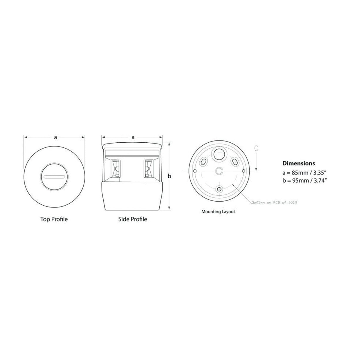 Hella Marine NaviLED TRIO Tri-Color/Anchor Nav Light, 2NM Rated, 9-33V, IP67 — Quality Boat Parts