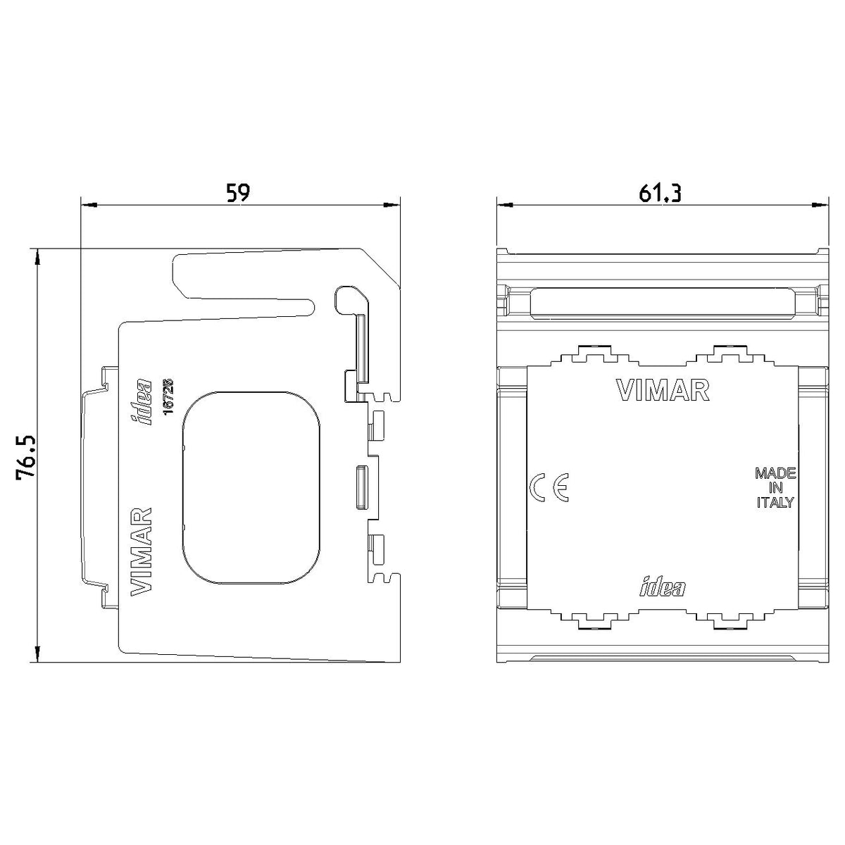 Vimar Idea 2-Module DIN-Rail Mounting Frame, DIN 60715 TH35, RAL 7035 — Quality Boat Parts