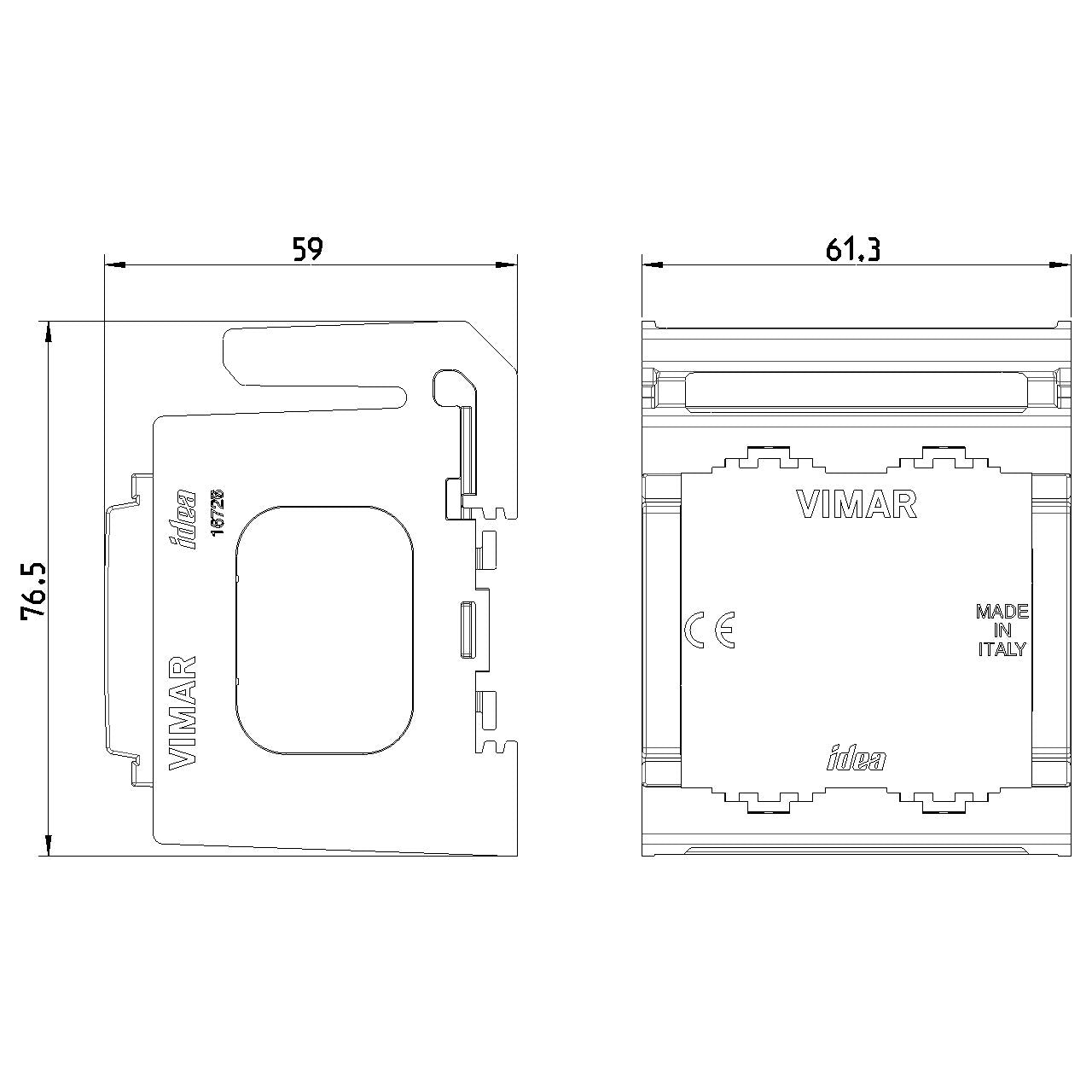Vimar Idea 2-Module DIN-Rail Mounting Frame, DIN 60715 TH35, RAL 7035 — Quality Boat Parts