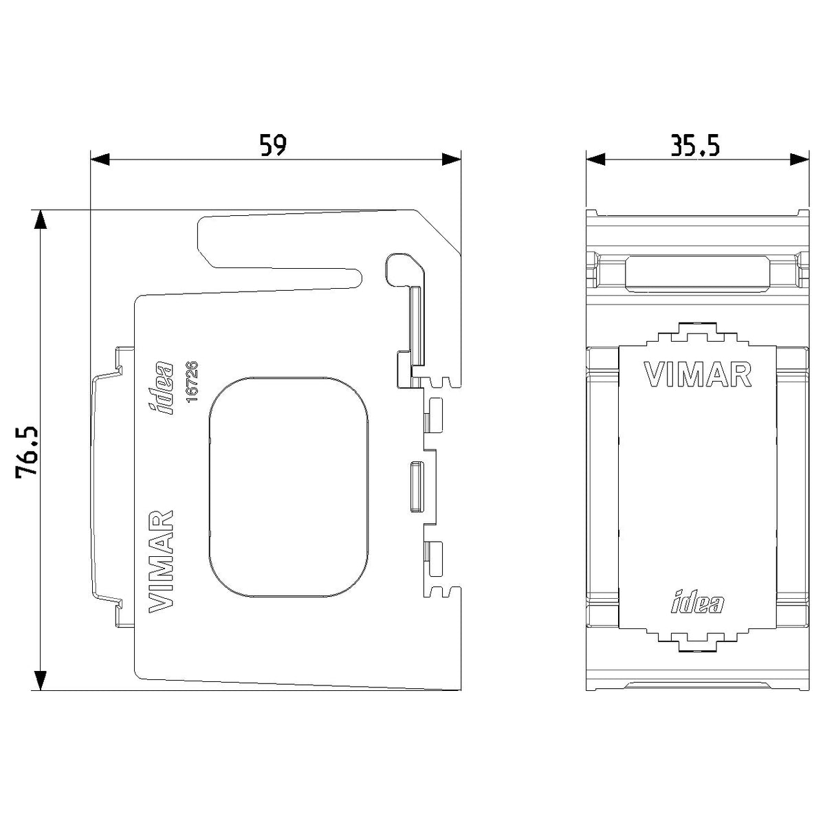 Vimar DIN Rail Mounting Frame, 1-Module, 2x17.5mm, RAL 7035 Grey — Quality Boat Parts