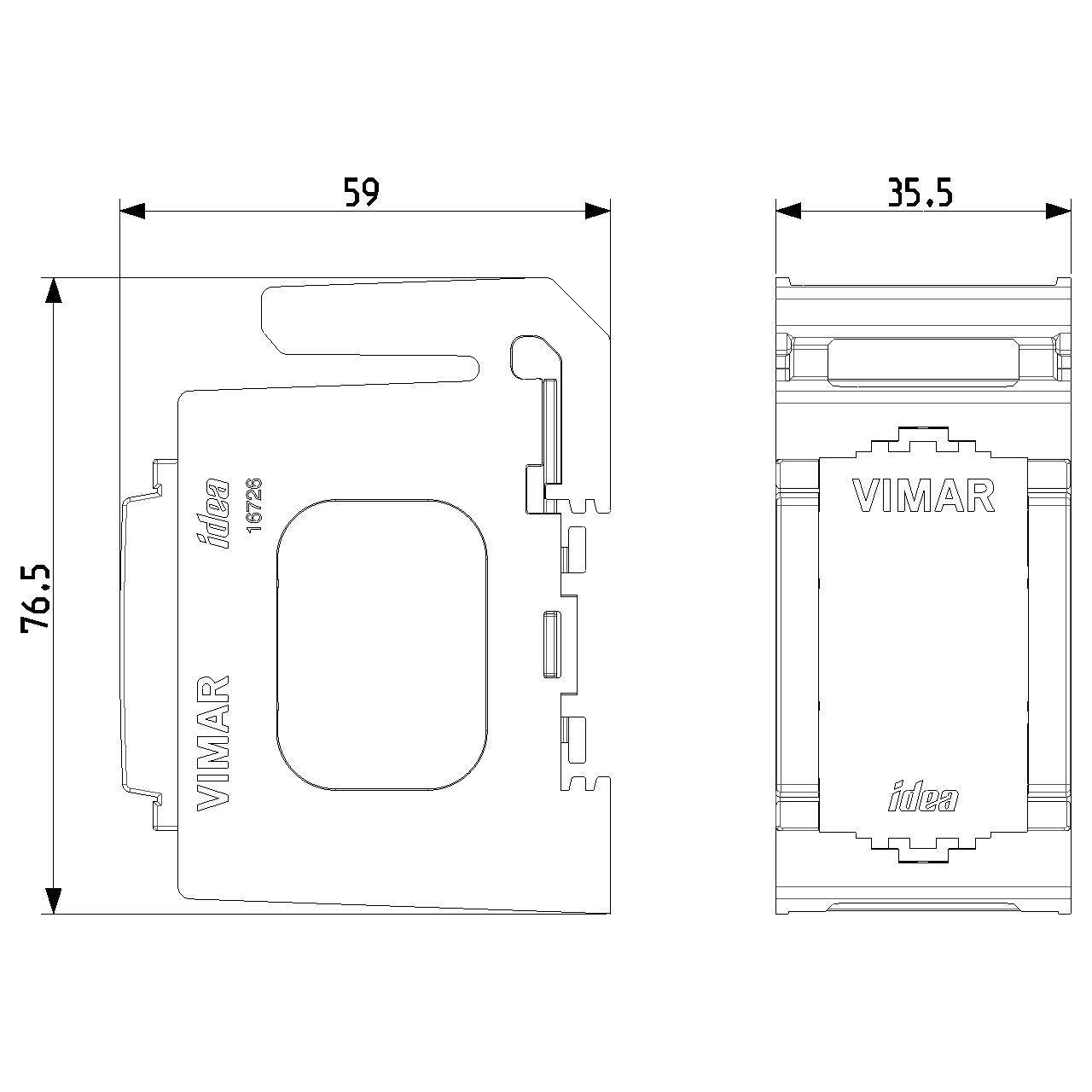 Vimar DIN Rail Mounting Frame, 1-Module, 2x17.5mm, RAL 7035 Grey — Quality Boat Parts