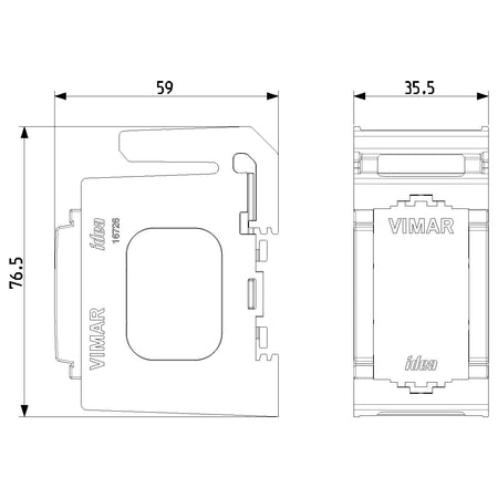 Vimar DIN Rail Mounting Frame, 1-Module, 2x17.5mm, RAL 7035 Grey — Quality Boat Parts