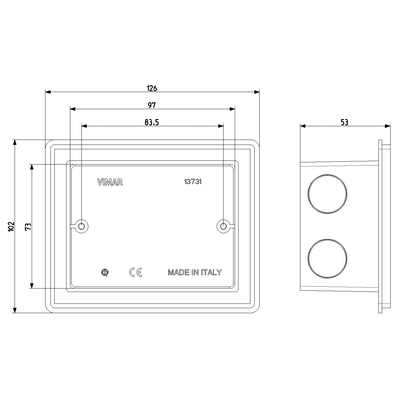 Vimar Flush Mounting Box, 3-Module, IP55, Plastic, Grey — Quality Boat Parts