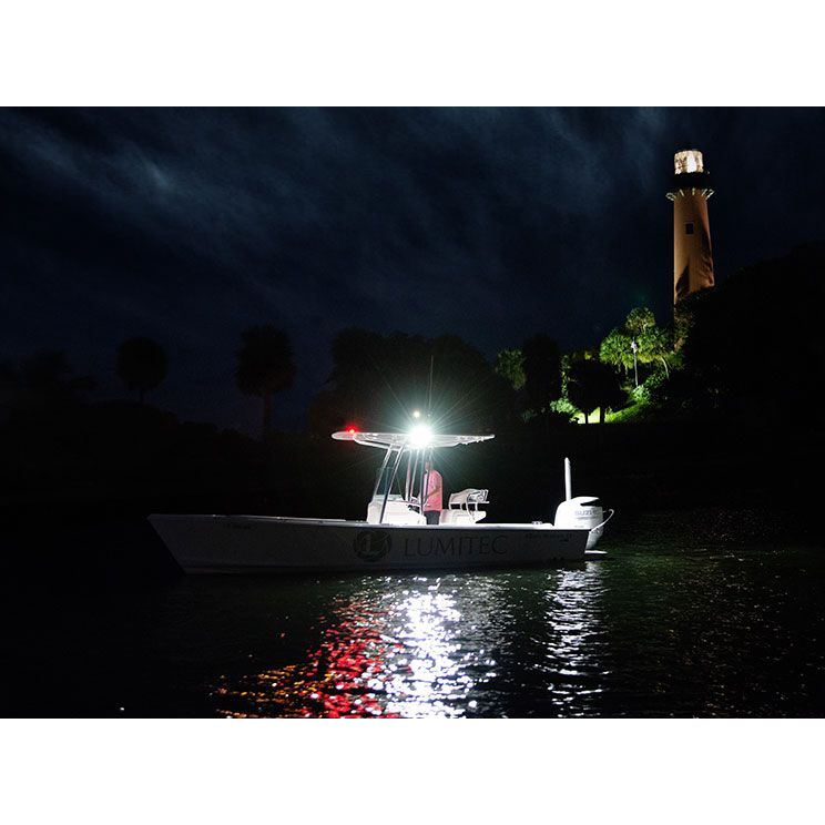 Lumitec Caprera3 Bracket-Mount LED Flood Light, Spectrum Halo, White Housing, 1200 Lumens, IP67, 12/24VDC — Quality Boat Parts