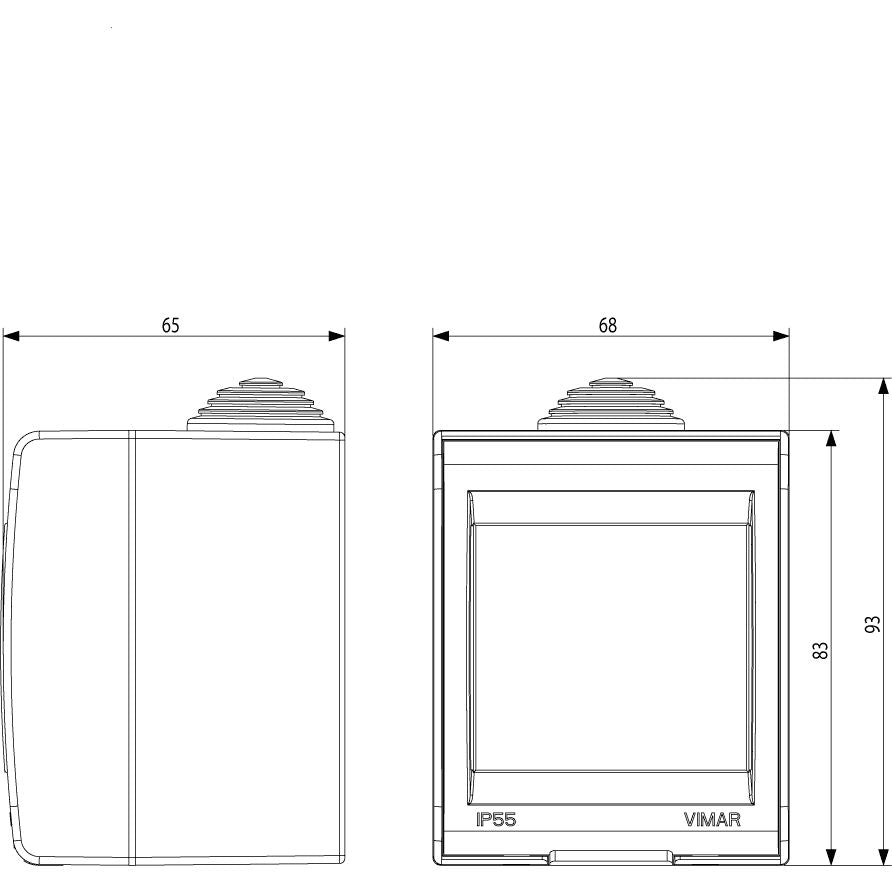 Vimar Idea IP55 2-Module Surface-Mount Enclosure, For 8000 Special Modules, RAL 7035 Grey — Quality Boat Parts