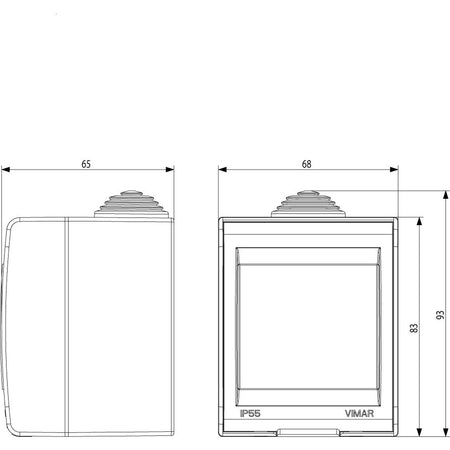 Vimar Idea IP55 2-Module Surface-Mount Enclosure, For 8000 Special Modules, RAL 7035 Grey — Quality Boat Parts