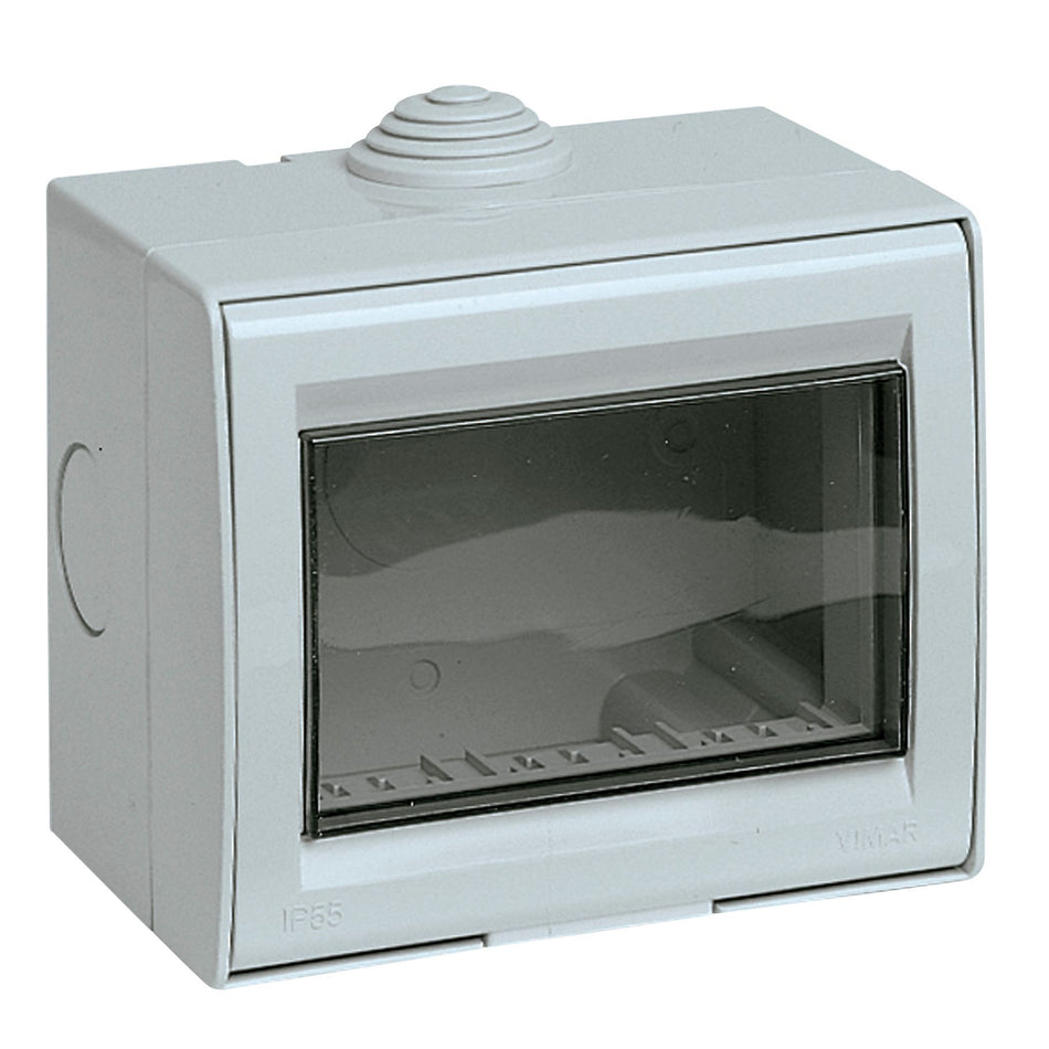 Vimar Idea/8000 3-Module IP55 Wall-Mount Enclosure, For Idea and 8000 Modules, Includes 3 Adaptors for 8000 Modules, Grey Housing — Quality Boat Parts