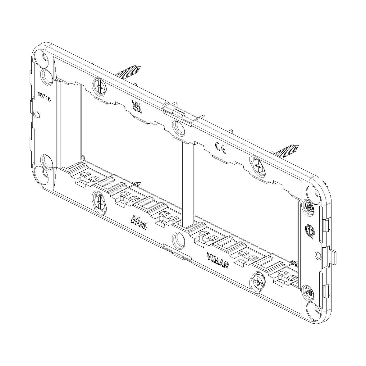 Vimar IDEA 6-Module Mounting Frame, For 6/7-Module Boxes, 60 x 172mm, With Screws, Grey Thermoplastic — Quality Boat Parts