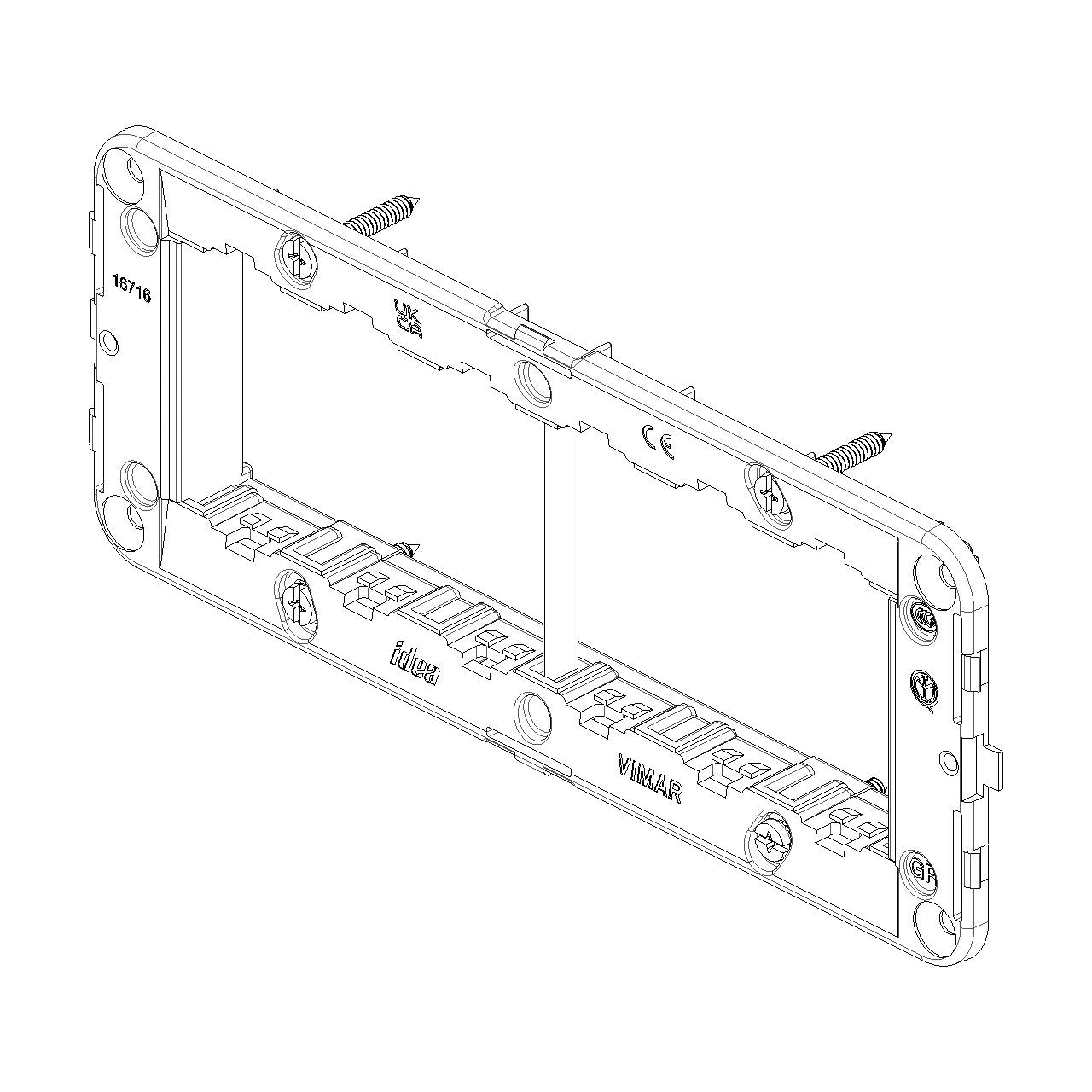 Vimar IDEA 6-Module Mounting Frame, For 6/7-Module Boxes, 60 x 172mm, With Screws, Grey Thermoplastic — Quality Boat Parts