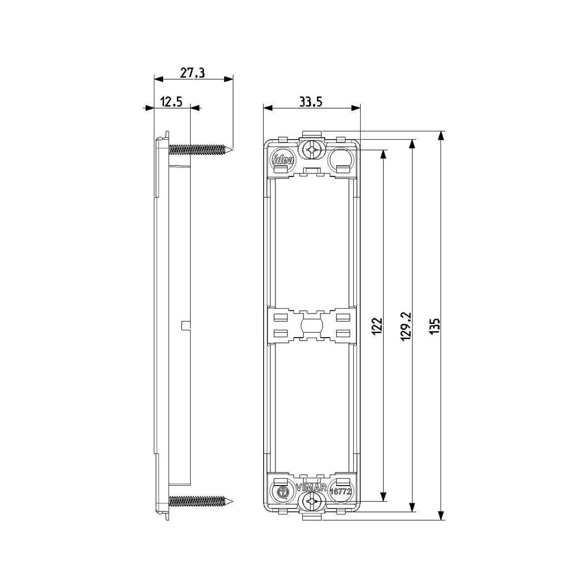 Vimar Idea 2-Module Flush Panel Mounting Frame, With Screws, Grey — Quality Boat Parts