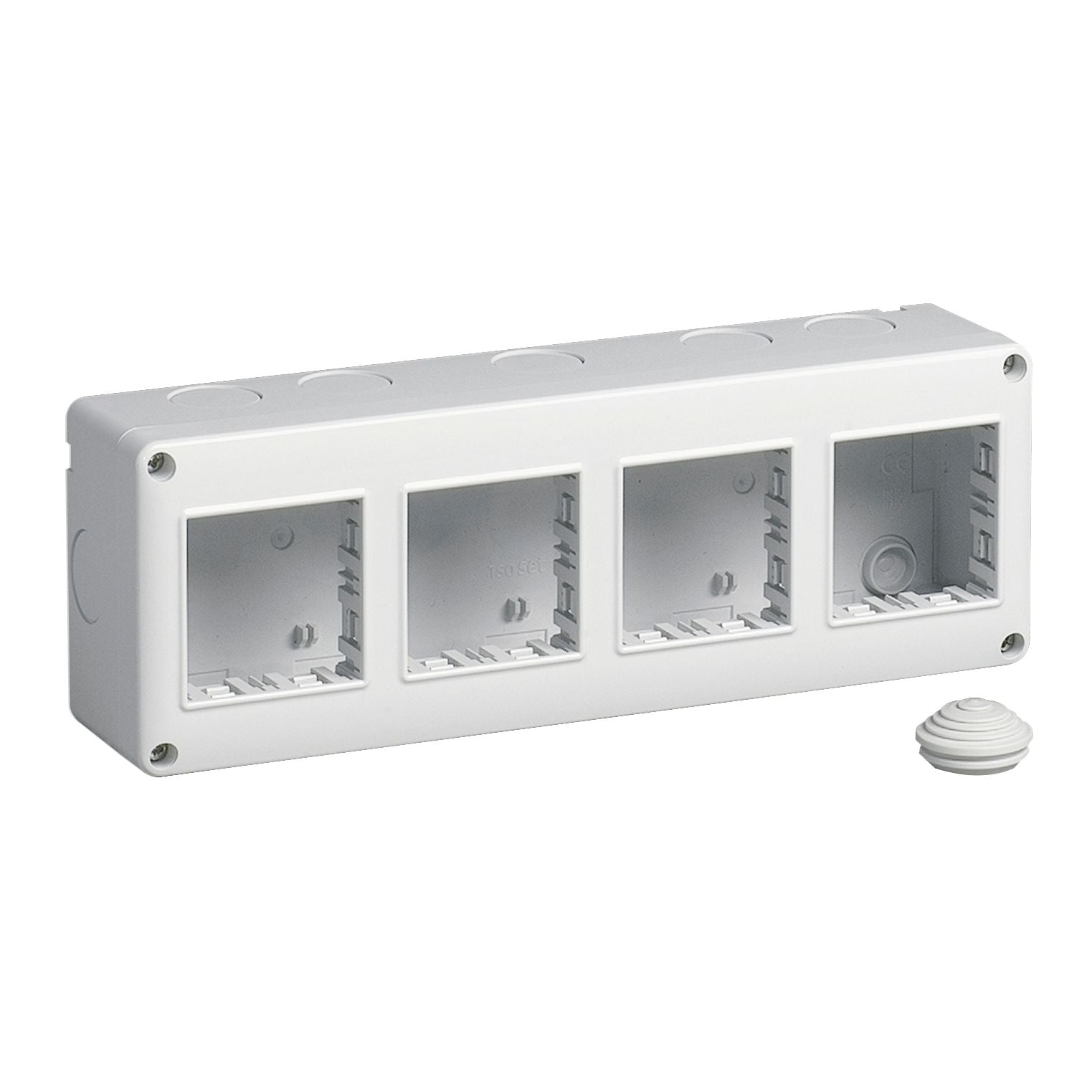 Vimar Isoset 8-Module 2x4 Surface Mount Enclosure, For Eikon and Plana Series, IP40, 23.8x8.3x5.5 cm, Plastic — Quality Boat Parts