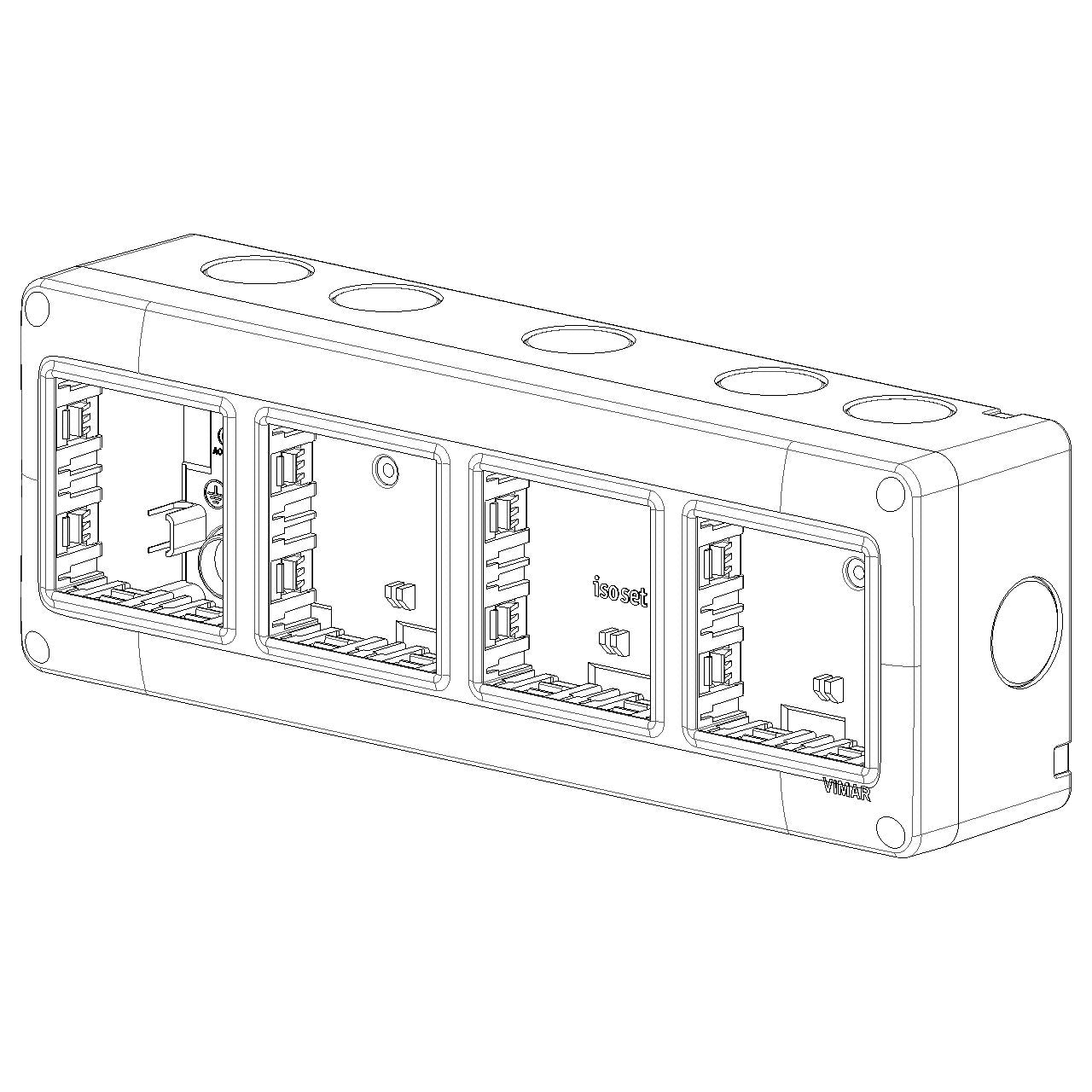Vimar Isoset 8-Module 2x4 Surface Mount Enclosure, For Eikon and Plana Series, IP40, 23.8x8.3x5.5 cm, Plastic — Quality Boat Parts