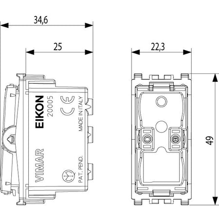 Vimar Eikon 2-Way Switch Mechanism, 1P, 16AX, 250V, Lightable, IP40 — Quality Boat Parts