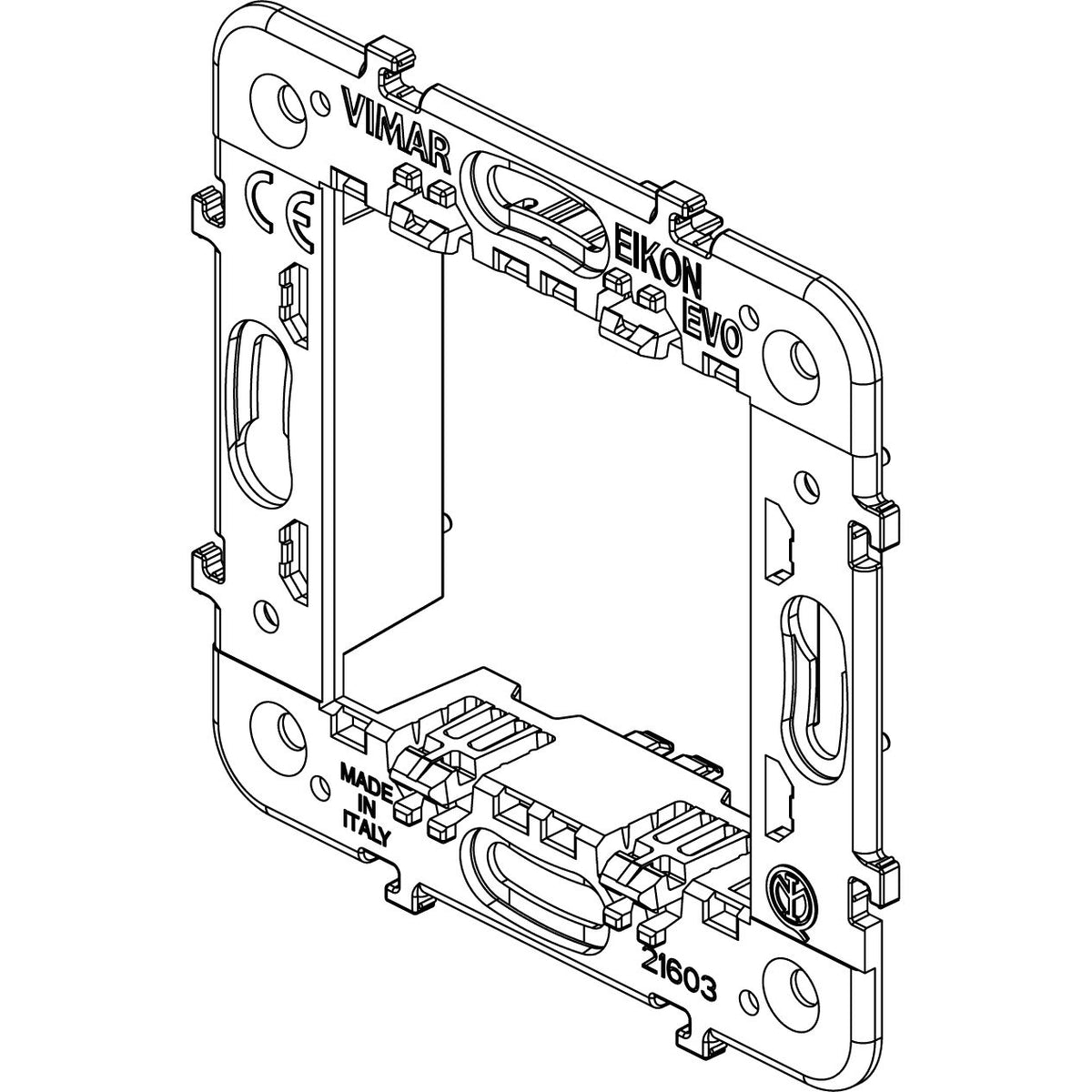 Vimar Eikon 2-Module Mounting Frame, Without Screws, For 60 mm Fixing Centres or 56x56 mm Box, 71 mm Distance Between Centres — Quality Boat Parts