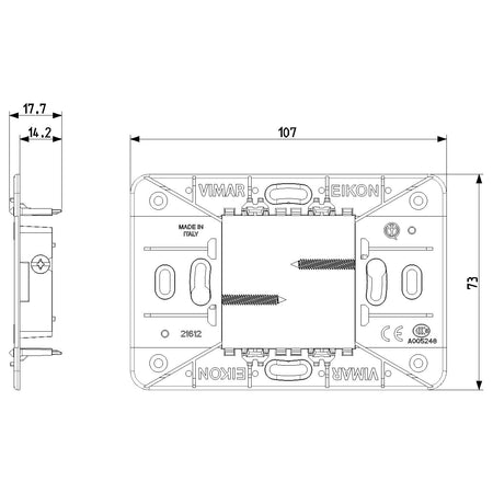Vimar Eikon 2-Central-Module Mounting Frame, With Screws, For 60 mm Centers or 56x56 mm Boxes — Quality Boat Parts