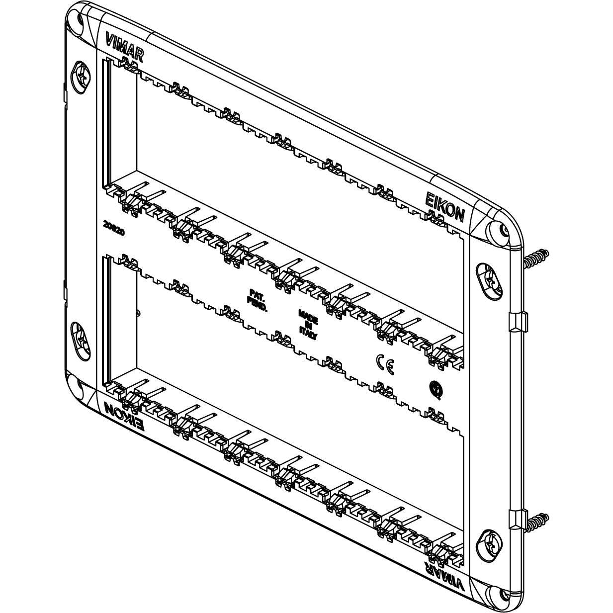 Vimar Eikon Mounting Frame, For V71320/V71620/V71720 Flush or 09920 Surface Boxes, 14 (7+7) Modules, Screws Included — Quality Boat Parts