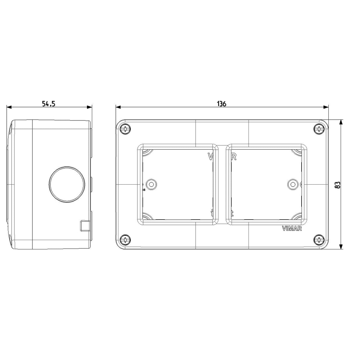 Vimar Isoset Surface Enclosure, For Eikon & Plana, 4M 2x2, IP40 — Quality Boat Parts
