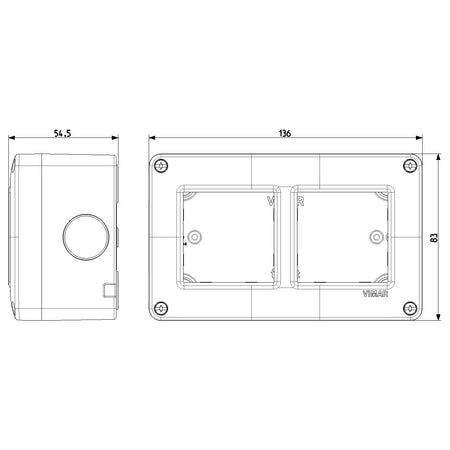Vimar Isoset Surface Enclosure, For Eikon & Plana, 4M 2x2, IP40 — Quality Boat Parts