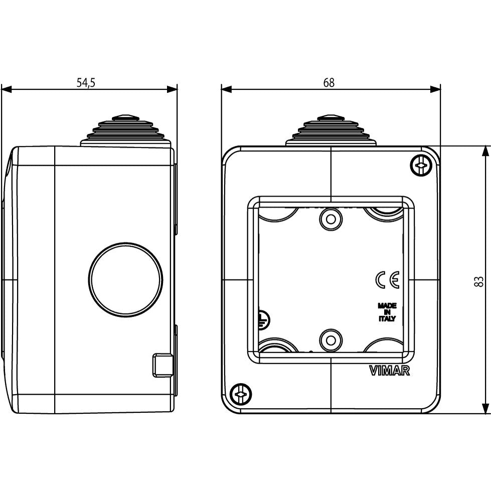 Vimar Isoset 2-Module Surface Enclosure, For Eikon and Plana, IP40, Grey — Quality Boat Parts