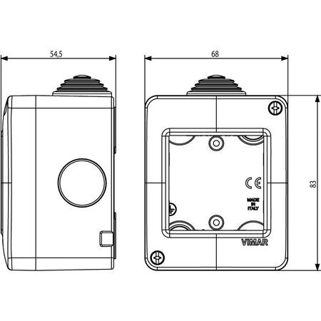 Vimar Isoset 2-Module Surface Enclosure, For Eikon and Plana, IP40, Grey — Quality Boat Parts