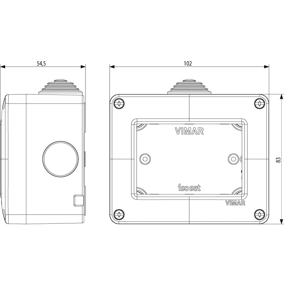 Vimar Isoset 3-Module Surface Enclosure, For Eikon & Plana, IP40 — Quality Boat Parts