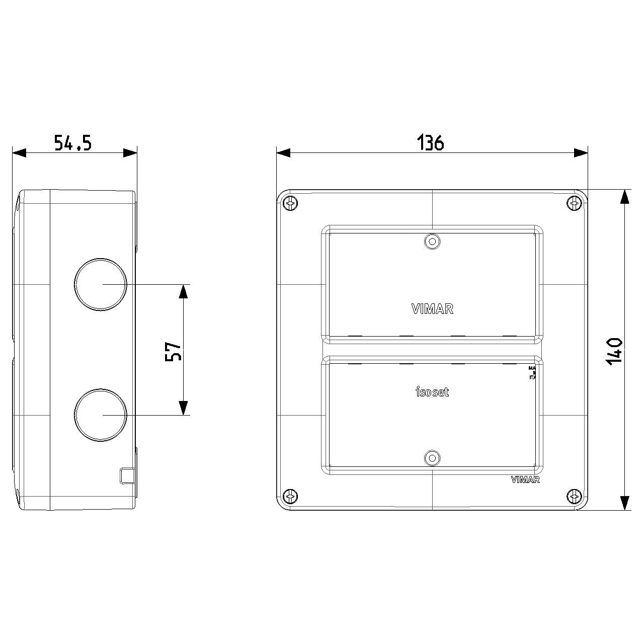 Vimar Isoset Surface Mount Enclosure, For Eikon and Plana, 8-Module (4+4), 4x2, Vertical, IP40 — Quality Boat Parts