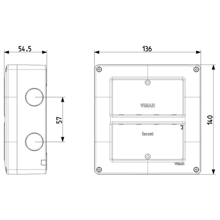 Vimar Isoset Surface Mount Enclosure, For Eikon and Plana, 8-Module (4+4), 4x2, Vertical, IP40 — Quality Boat Parts
