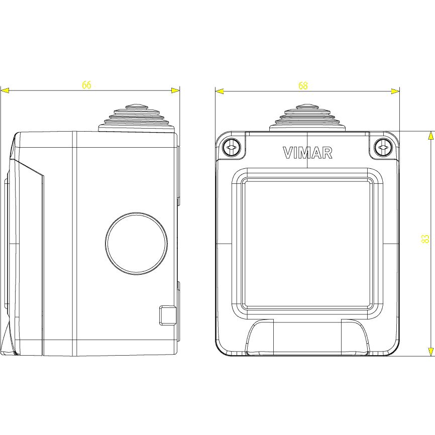 Vimar IP55 2-Module Surface Enclosure, For Eikon/Arké/Plana, Grey — Quality Boat Parts