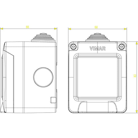 Vimar IP55 2-Module Surface Enclosure, For Eikon/Arké/Plana, Grey — Quality Boat Parts