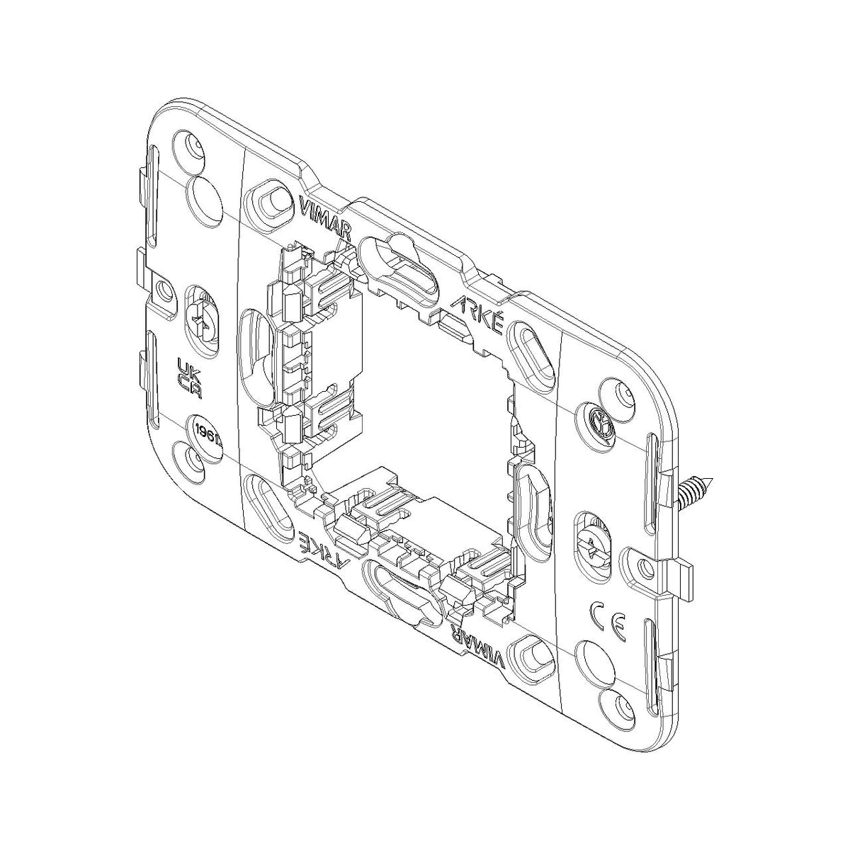 Vimar Arké 2-Central-Module Mounting Frame With Screws, For 60 mm or 56x56 mm Mounting Boxes — Quality Boat Parts