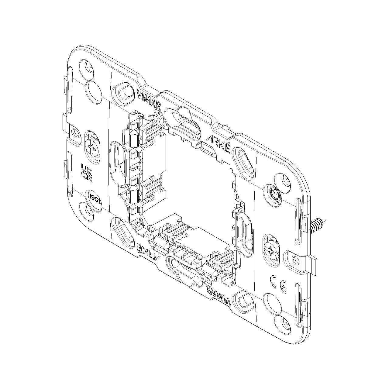 Vimar Arké 2-Central-Module Mounting Frame With Screws, For 60 mm or 56x56 mm Mounting Boxes — Quality Boat Parts