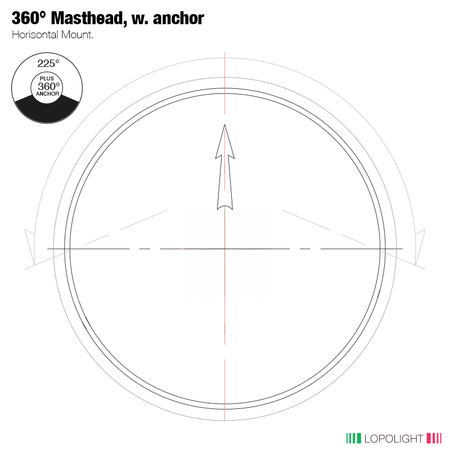 Lopolight Series 300-136 Masthead & Navigation Combo Light, For Vessels over 50m, 6 NM 225 deg Masthead, 3 NM 360 deg White Light, 20-32VDC, IP68, Horizontal Mount, Plug Connector, Silver Anodized Aluminum — Quality Boat Parts