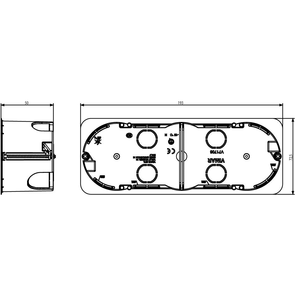 Vimar Hollow-Wall Flush-Mount Box, 6/7-Module, 68 mm Cutout, GW 850°C — Quality Boat Parts