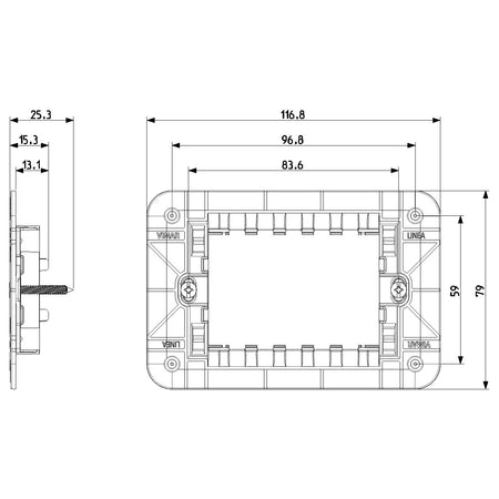 Vimar Linea 3-Module Mounting Frame, With Screws, For 3-Module Boxes — Quality Boat Parts