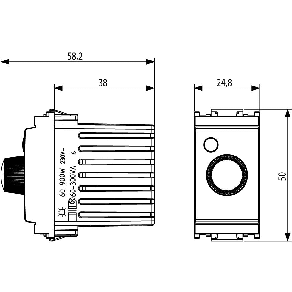 Vimar Idea Rotary Dimmer, 230V, 60-900W, Illuminable Dial, Grey — Quality Boat Parts