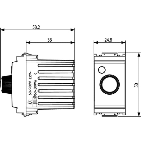 Vimar Idea Rotary Dimmer, 230V, 60-900W, Illuminable Dial, Grey — Quality Boat Parts