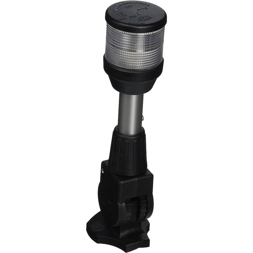 Hella Marine Model 2010 All-Round Anchor Light, Fold-Down Pole Mount, 180 Deg Adjustment, White Light, 2 NM, 12V DC, 8 in, Black Housing — Quality Boat Parts