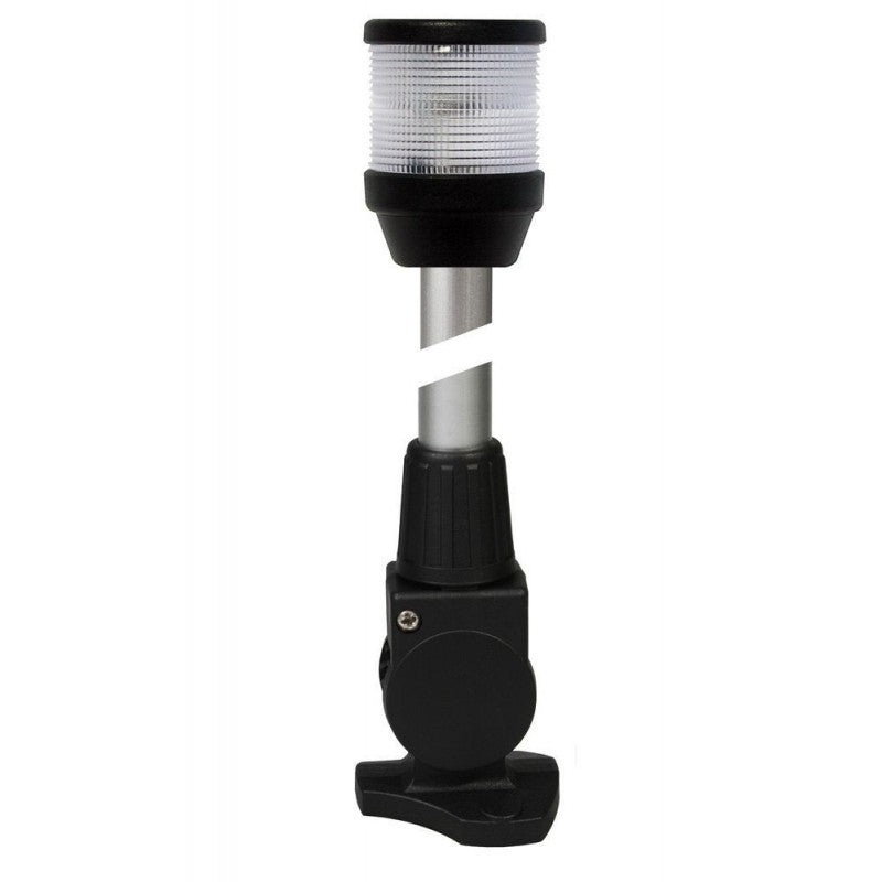 Hella Marine 2010 Series All-Round Anchor Light, 2 NM, 12V 10W Bulb, IPX6, Horizontal Fold-Down Mount, 610 mm Pole, Black Housing — Quality Boat Parts